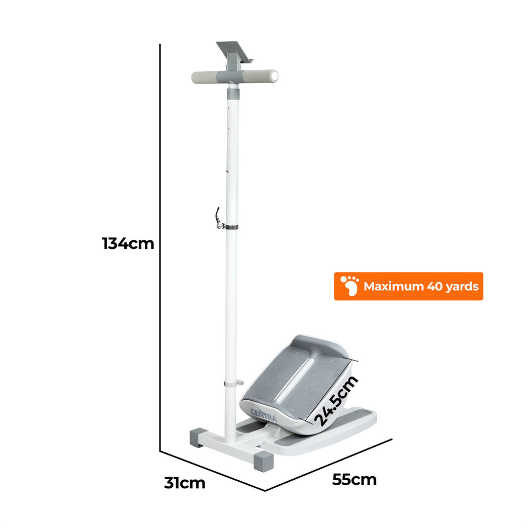 Centra Adjustable Slant Board Calf Stretcher with Handle & Phone Holder, Non-Slip Leg Stretch Board, Portable Home Fitness Stretching Equipment, 250kg Load – White