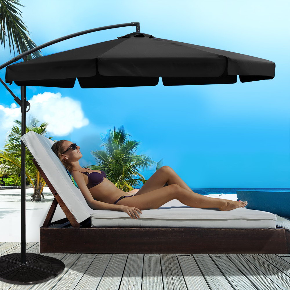 TEMU Outdoor Umbrella Cantilever Garden Beach Patio Black