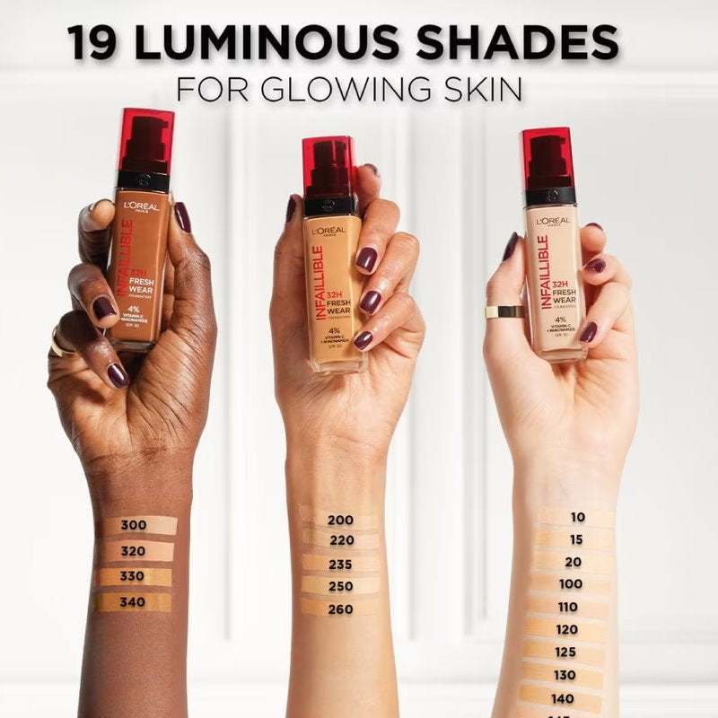 L'Oreal Paris Infallible 32H Fresh Wear Foundation SPF 25 30ml 145 Cool Rose