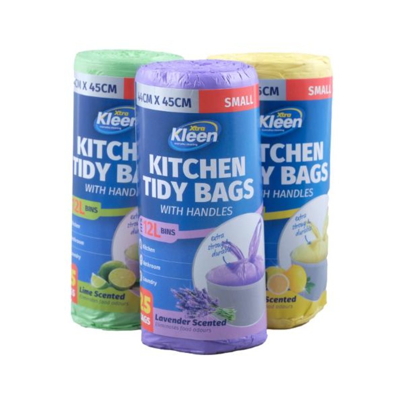 TEMU 3 Rolls 75pcs Scented Kitchen Tidy Garbage Bag Assorted Scents With Handle 12l 44cm X 45cm Lavender, Lemon, Lime