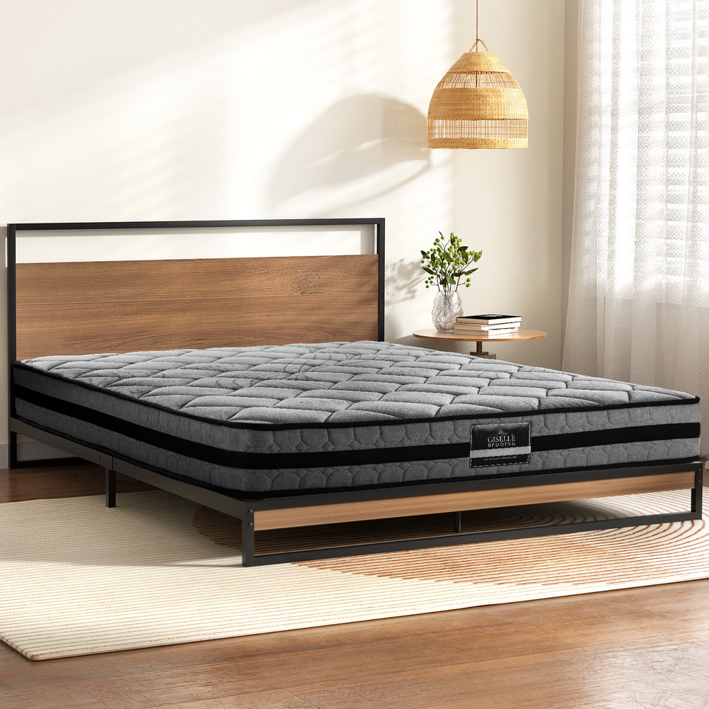 TEMU Artiss Bed Frame Queen Size Metal Frame Dane With Mattress