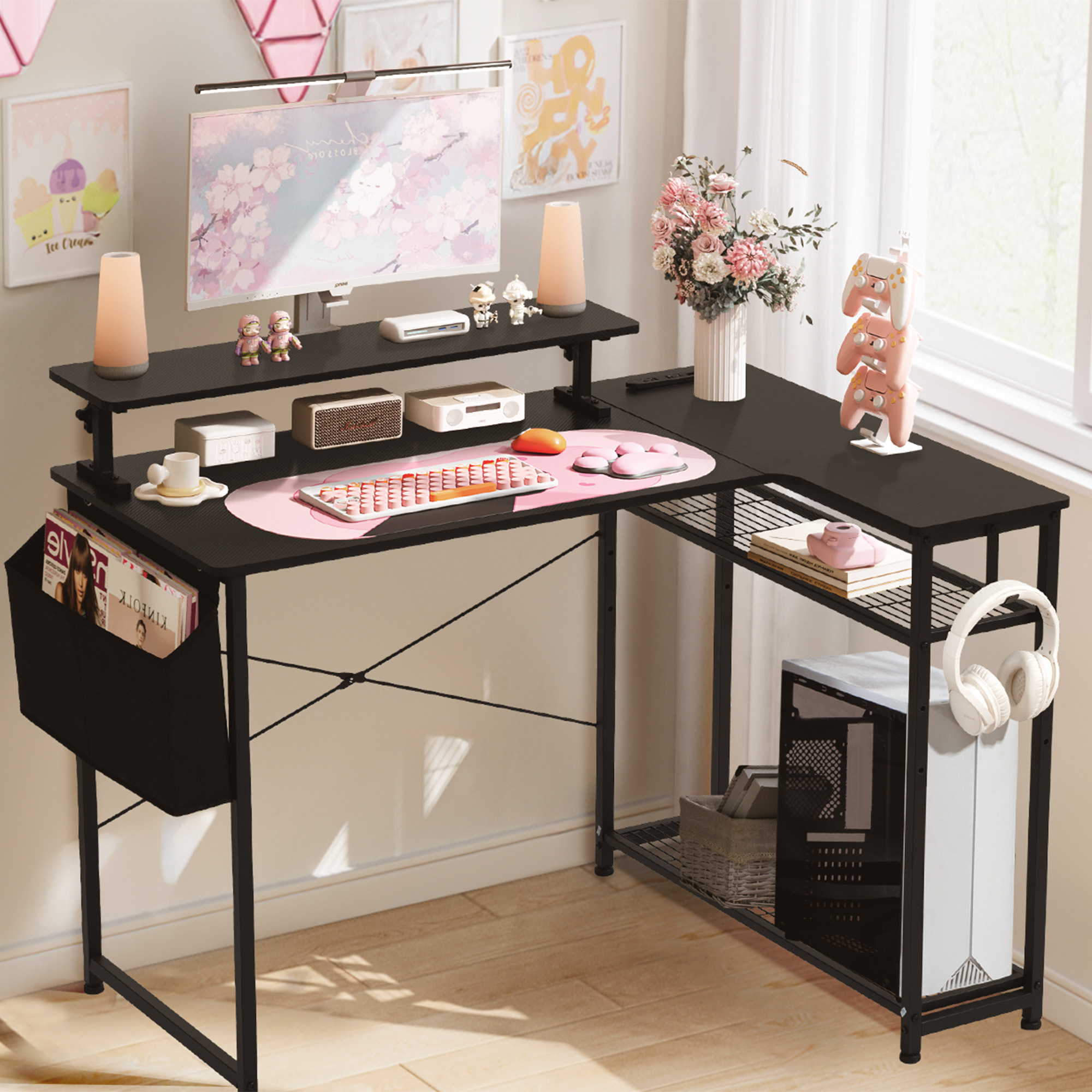 TEMU Computer Desk L-shaped Desk, Stylish Pc Desk, Study Desk, Learning Desk, , Compact Desk, Sewing Table, Dresser, Cute Office Desk, Work Desk,