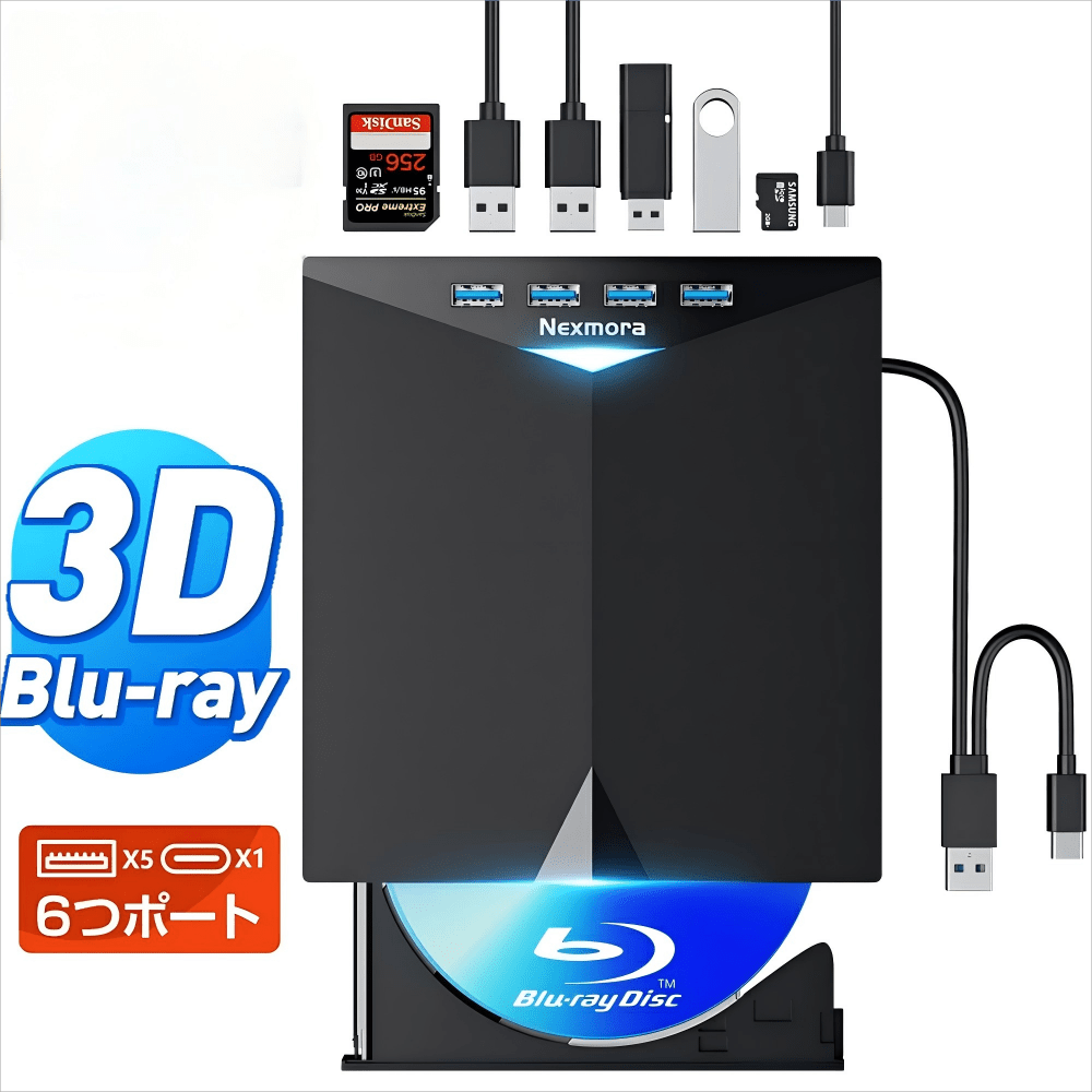 TEMU 2025 New Model Blu-ray Drive External Blu-ray Player With Usb 3.0 & Type-c Connectivity, Read/write , Slim External Blu-ray Drive, Compatible