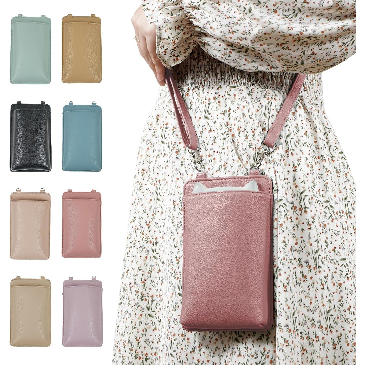 TEMU Smartphone Shoulder Bag, Ladies' Diagonal Pouch, Smartphone Pouch, Smartphone Bag, Smartphone Case, Fashionable, Cute, Regular Inlet, Card Case,