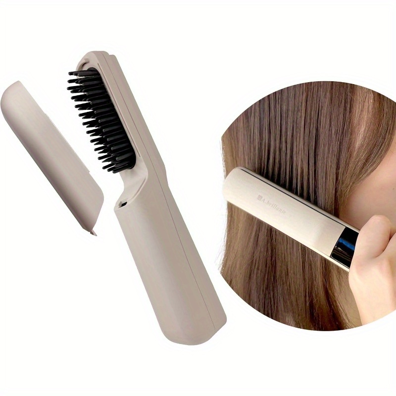 TEMU Electric Brush Hair Brush Mini Hair Brush [for Her, For ] Cordless Usb Rechargeable Hair Iron Brush Straight Heat Brush Compact Lightweight Gift