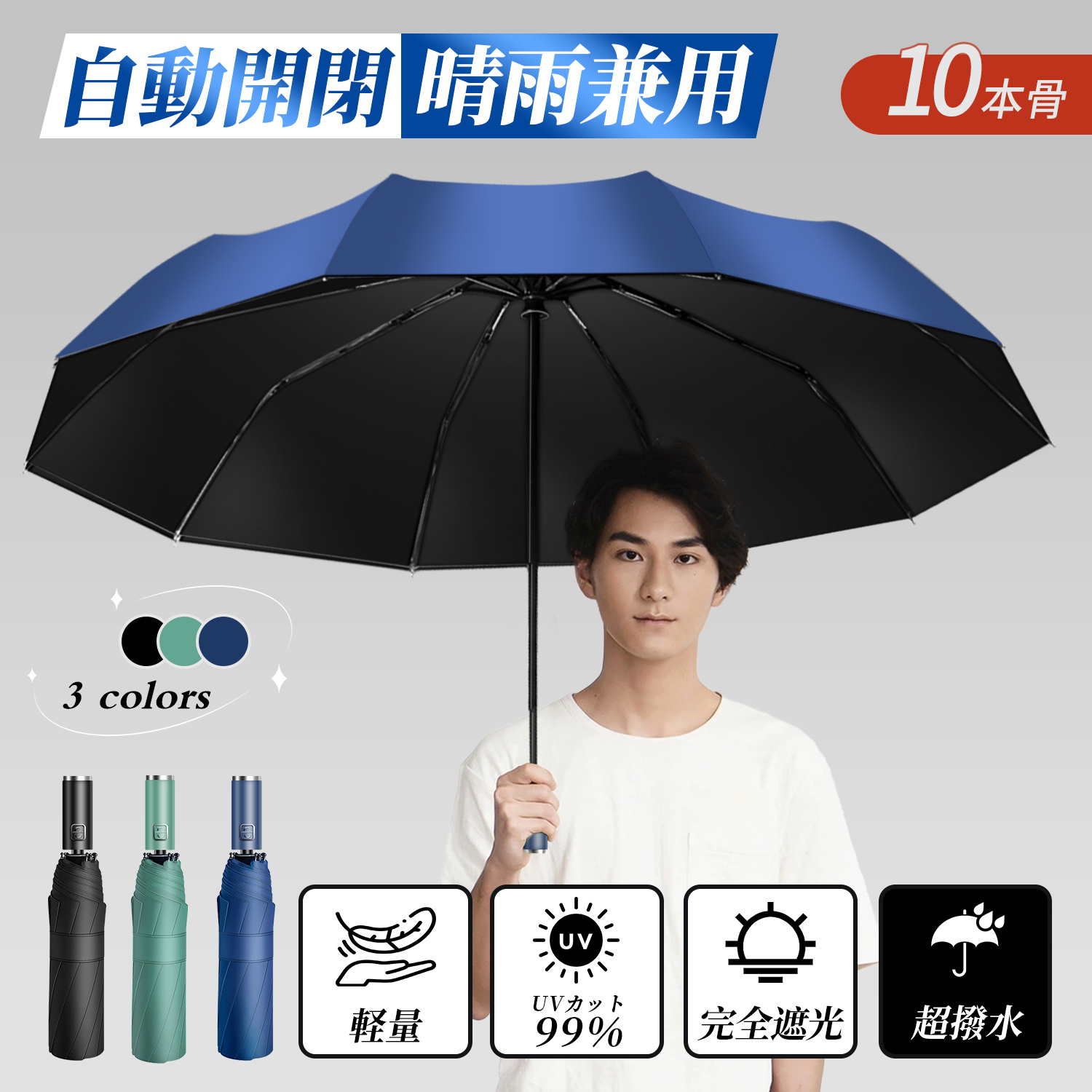 TEMU Collapsible Umbrella Sun Umbrella Rain Umbrella Automatic Opening And Closing Lightweight 10-rib Folding Umbrella Umbrella For Women And Men