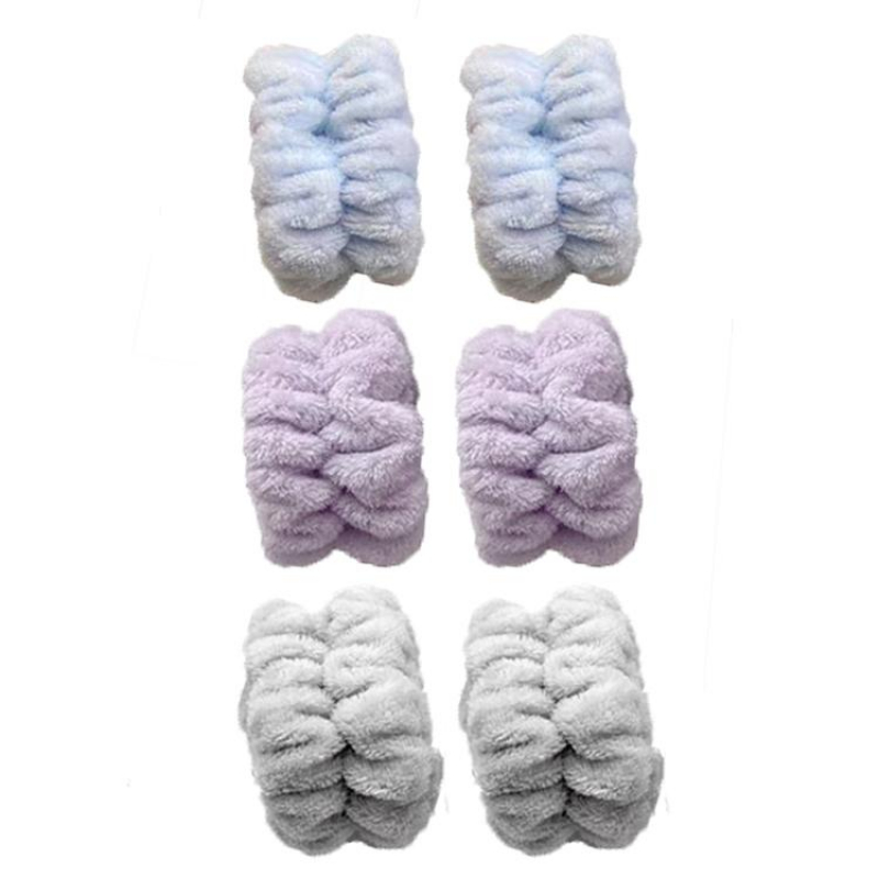 TEMU 6pcs Set Of Water-absorbing List Bands, Washable Face Wash Bands, Arm Bands, Microfiber Washable List Bands, Wrist Bands, Sleeve Wetting