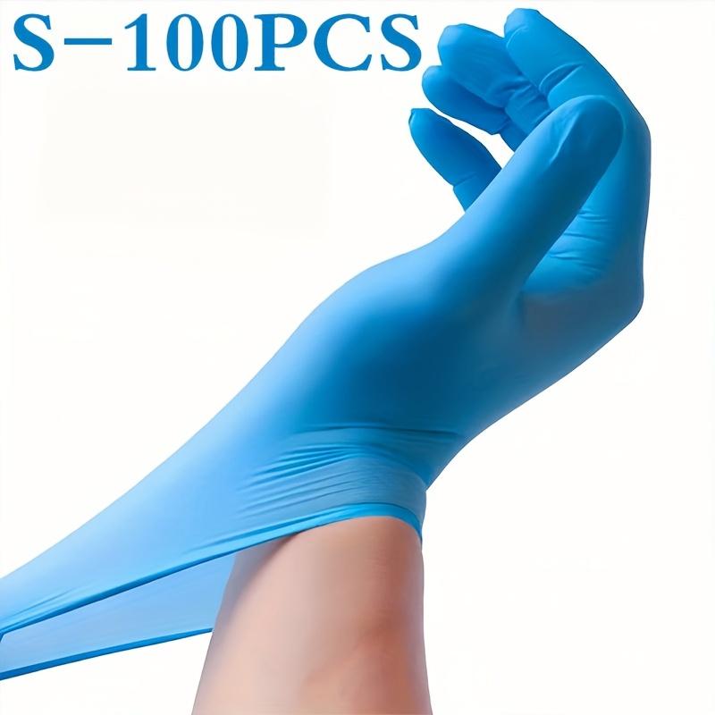 100pcs of nitrile gloves disposable blue waterproof oil resistant durable for household cleaning nail hair dye pet use non   use