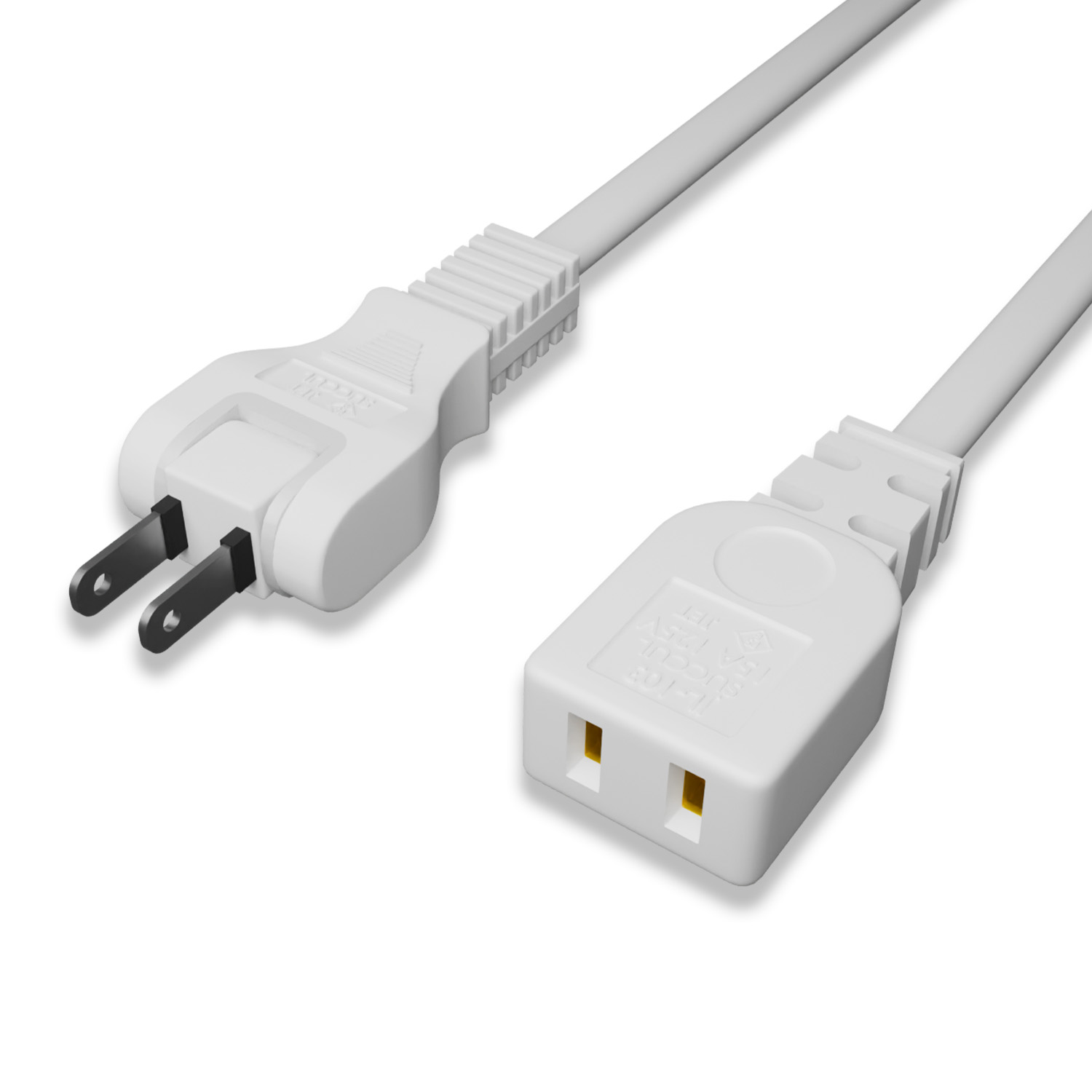 TEMU 15a White Power Extension Cord, 10m, Up To 1500w, Pse , Indoor Use, 2- Cable, Power Extension Cord