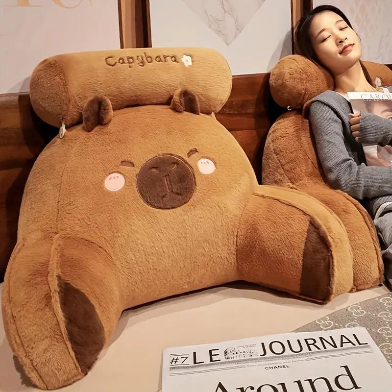 TEMU 귀여운 만화 토끼 플러시 베개 - 갈색 부드러운 푹신한 직물, 지퍼 폐쇄, 침대, 의자, 거실 장식용으로 기계 세탁 가능 - 편안한 가정용 액센트, 토끼 베개, 침실 액세서리, 재미있는 디자인, 플러시 텍스처