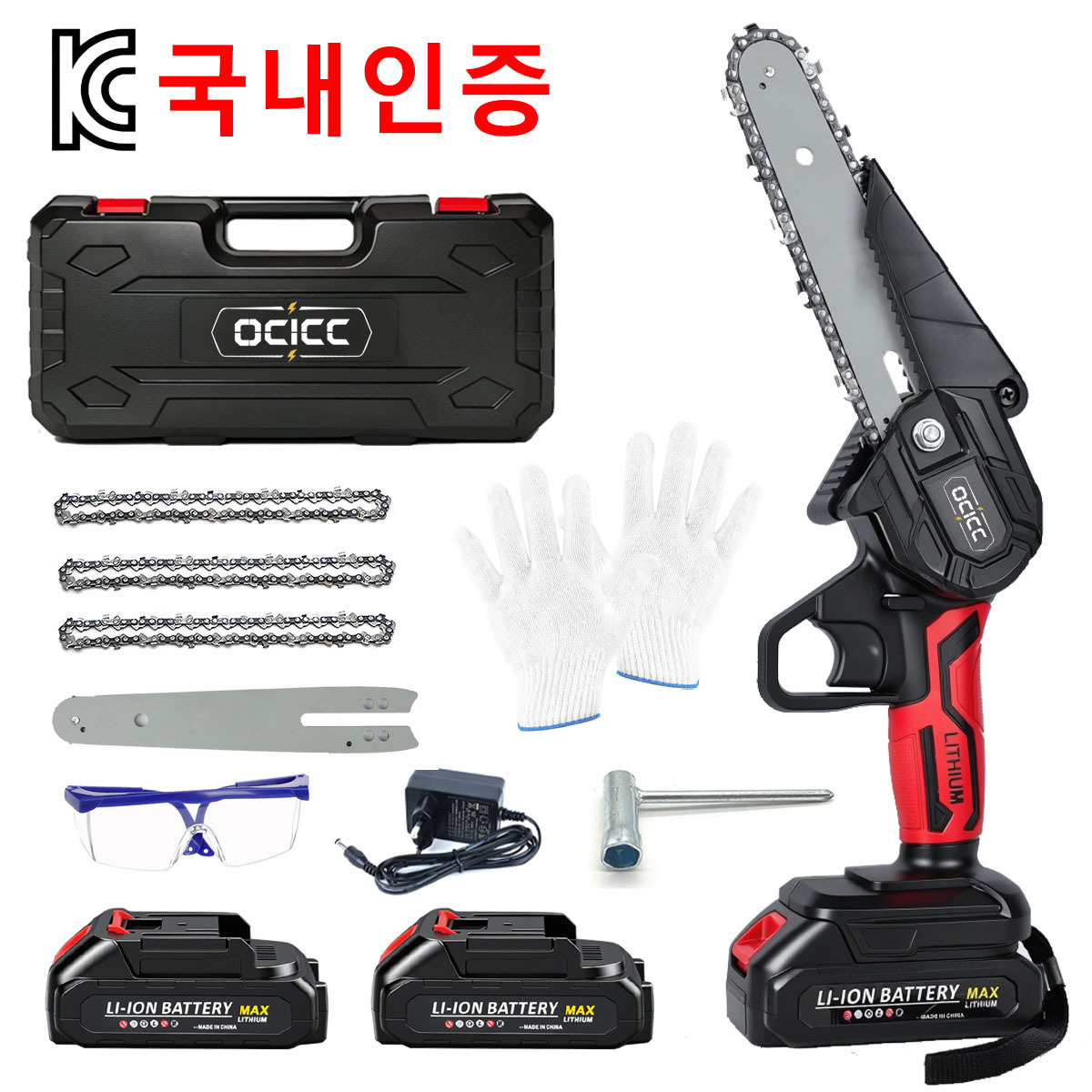 품목 사진 ocicc 무선 충전식 체인톱 구리 모터 및 안전 기능 - 가벼운 휴대용 전기 톱으로 가지 치기 트리밍 및 캠핑 가정 필수품 | 무선 톱 | 내구성 있는 체인톱