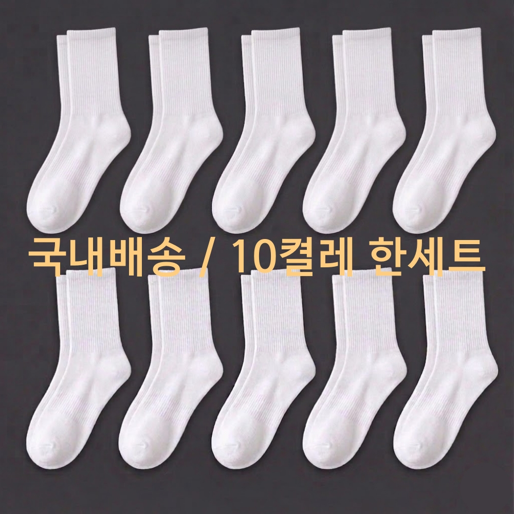 TEMU BASIC 10켤레 한세트 발목 중목 양말 데일리 학생 캐주얼 면 일상 밴딩 무지