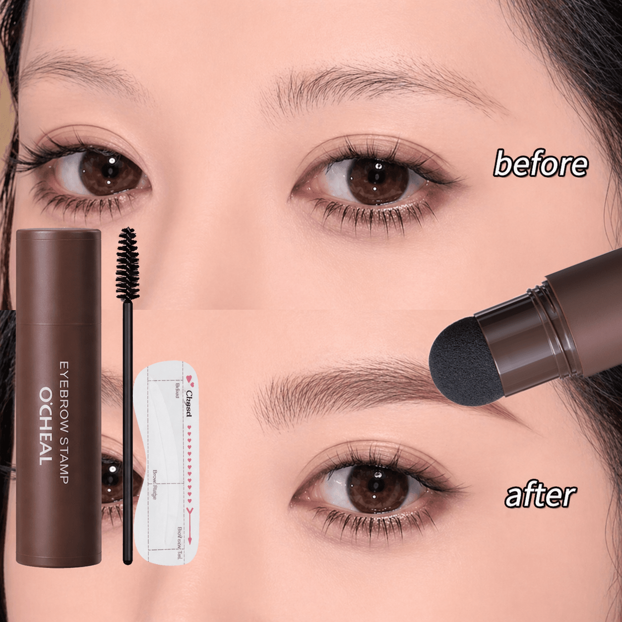 TEMU 눈썹쿠션 눈썹 펜슬 눈썹 헤어라인 템플릿 핵꿀템 찍기만 하면 완성 스탬프 파우더