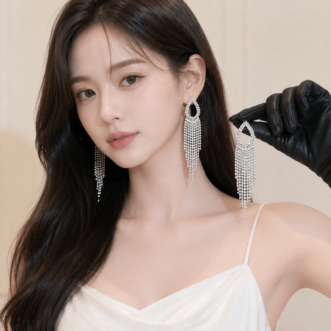 TEMU 우아한 큐빅 물방울 태슬 귀걸이 블링 드롭 화려한 파티 이어링
