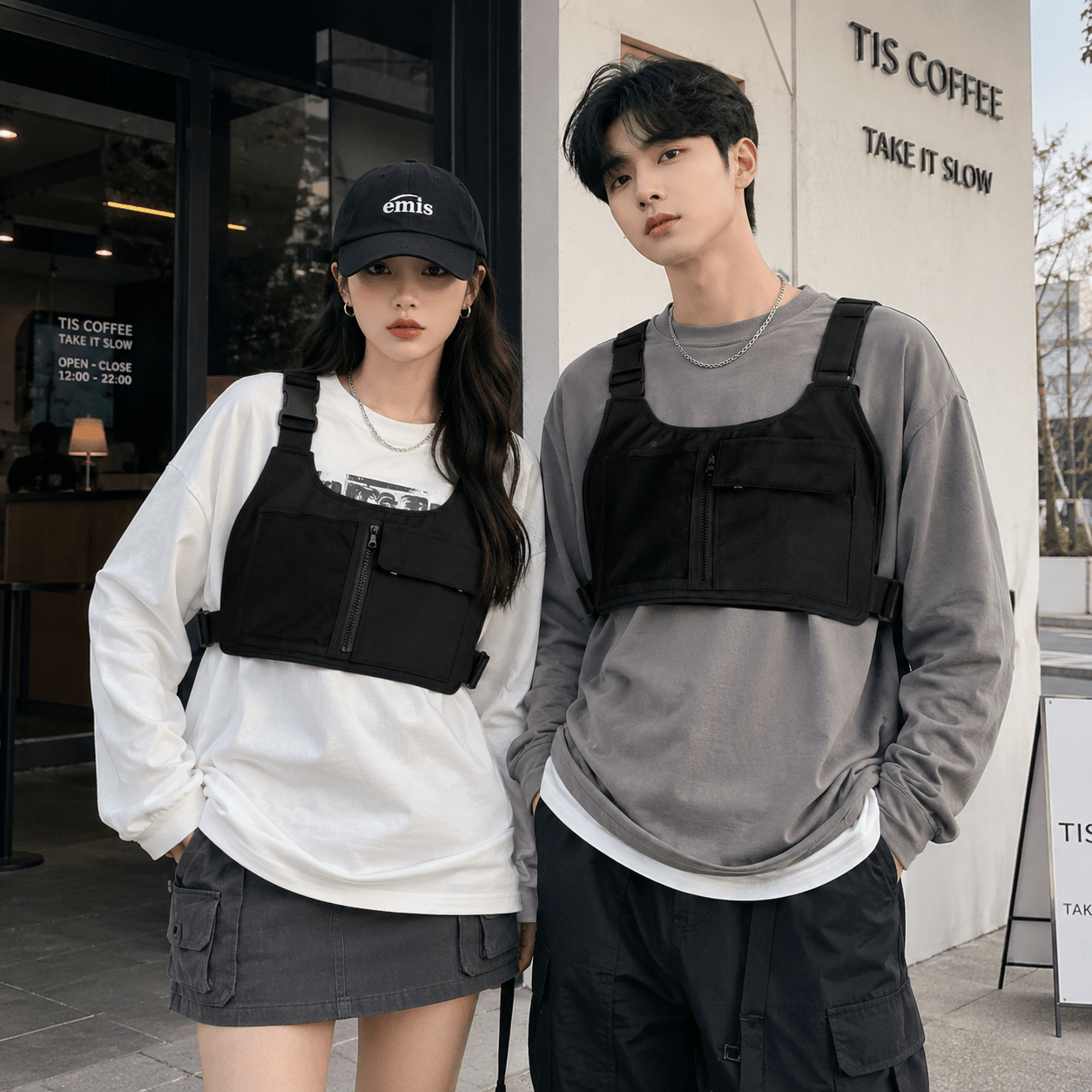 TEMU 캐주얼 아웃도어 조끼가방 남녀공용 미니 수납백 라이트웨이트 데일리 체스트백