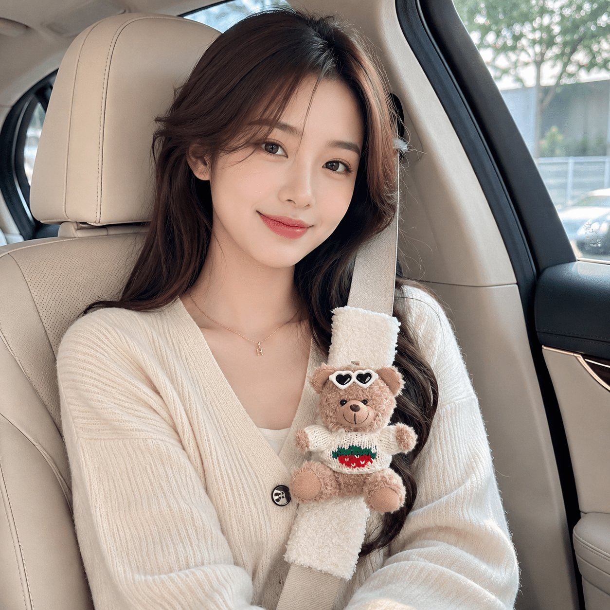 TEMU 성인용 차량 안전벨트 커버, 부드러운 봉제 장식 어깨 보호 패드, 자동차 실내 소프트 액세서리