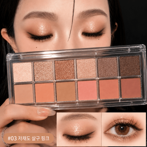 12색 촉촉 젤리 텍스처의 수광 섀도 펼칠수록 번지는 펄+글리터 워터프루프에 한 번 스와이프로 발색 완성