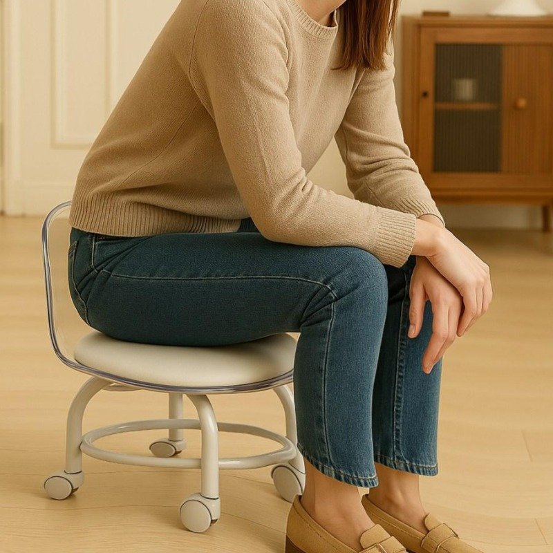 TEMU [국내발송]휠이 달린 하얀 투명 의자 - 집과 사무실 사용을 위한 소형, 휴대용, 경량 및 내구성, 현대적인 디자인, 거실용 스토올, 다용도 좌석 옵션