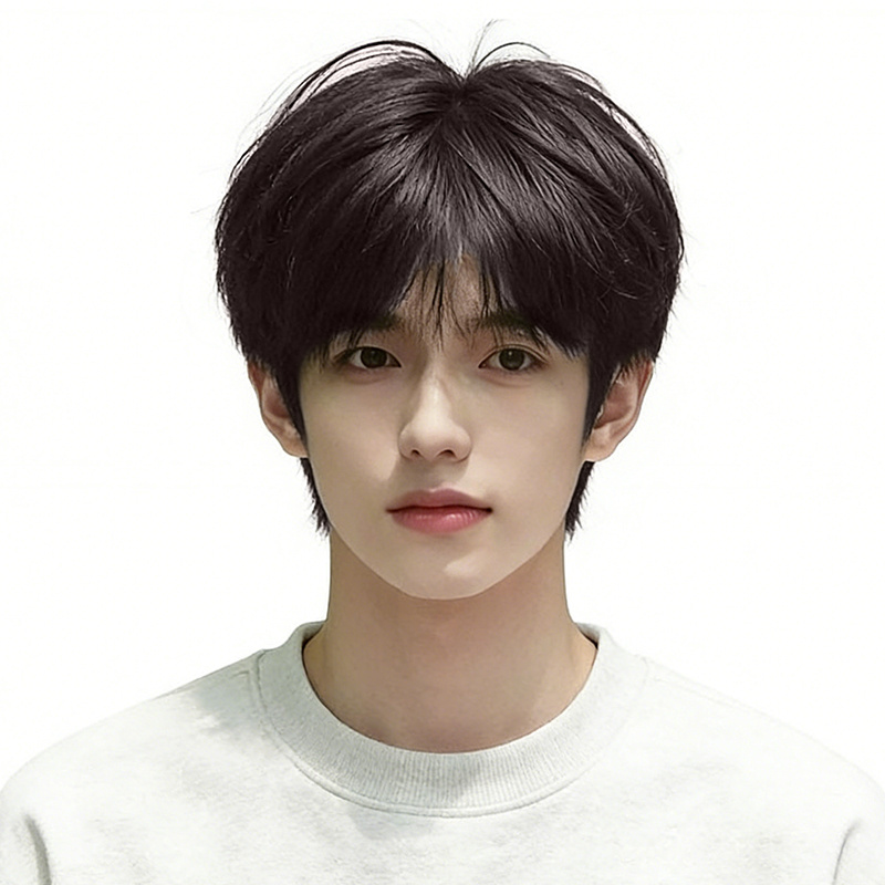 TEMU 스타일리시한 남성용 숏 스트레이트컷 언더컷 가발, 남녀공용 데일리웨어. 블랙/브라운. 십대 패션, 일상용, 파티, 모임, 역할극에 적합