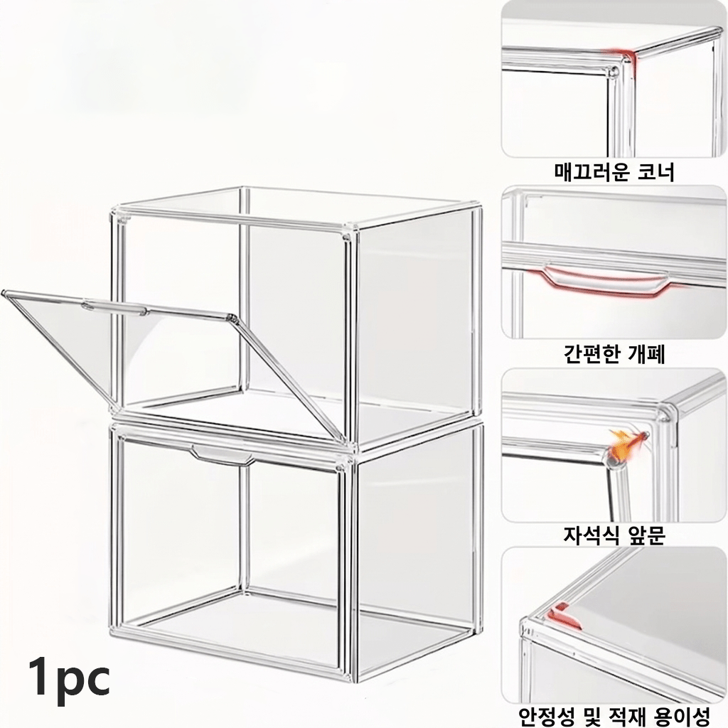 TEMU 투명 방진 수납장, 대용량으로 겹쳐서 사용 가능한 다기능 전시 캐비닛, 자석식 문이 달린 책상 위 옷장 및 전시용 보관함, 핸드백, 신발, 모자, 책, 모형 전시용