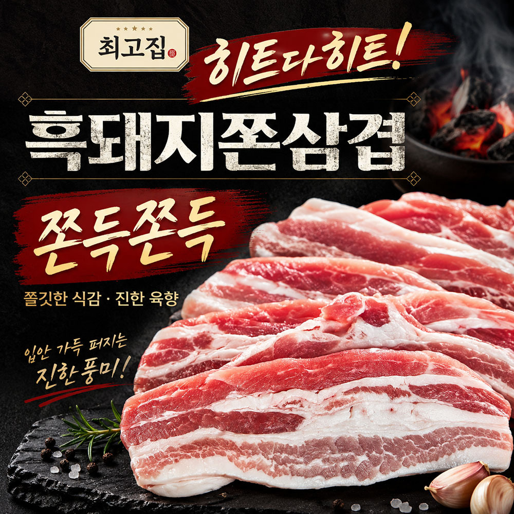 품목 사진 쫀득고소 듀록 흑돼지 쫀삼겹 500g x 2팩