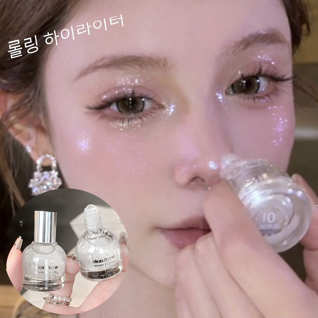 TEMU 하이라이터 롤링 하이라이터 촉촉하고 끈적임 없는 반짝이는 리퀴드 하이라이터 (콧대/쇄골/얼굴/바디용)