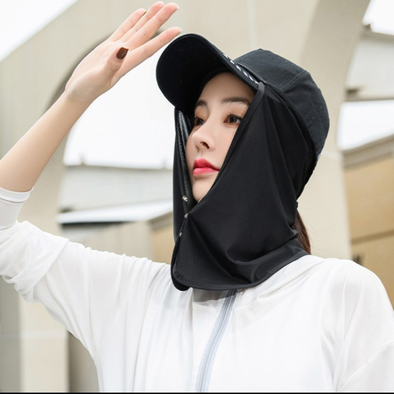 TEMU 봄과 여름에 착용하기 좋은 여성용 자외선 차단 모자마스크입니다. 등산 자전거 타기 낚시 등