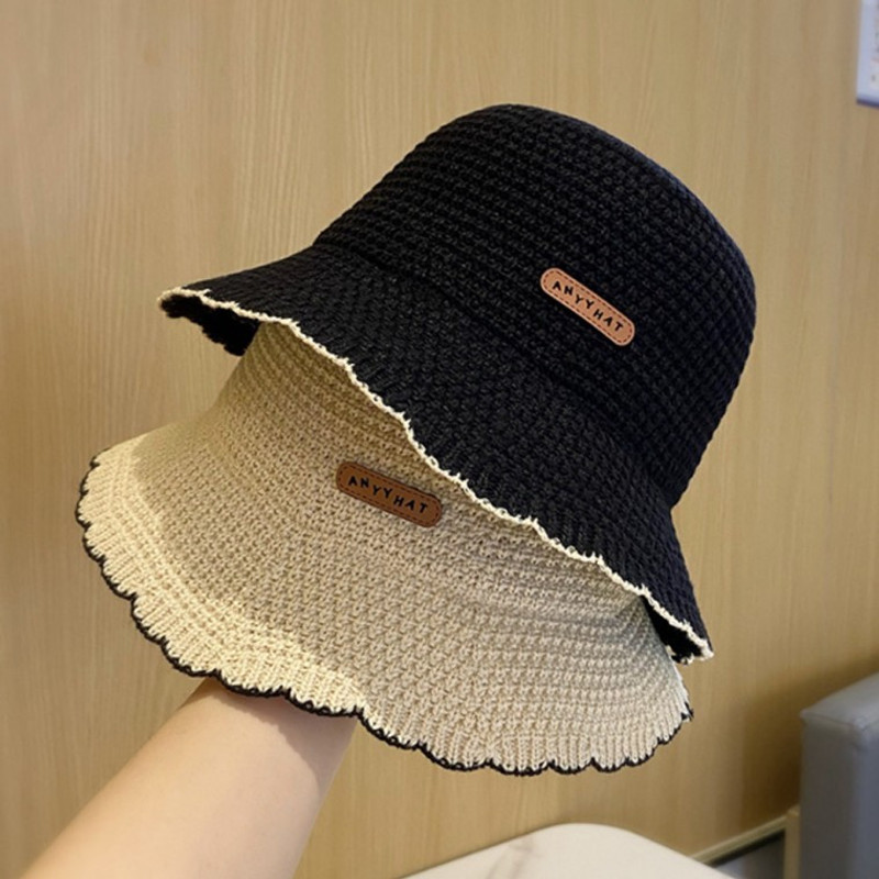 TEMU 모자 준캡모자 썬캡 버킷햇 벙거지 가을 라벨챙포인트버킷햇 밀짚모자 자외선차단