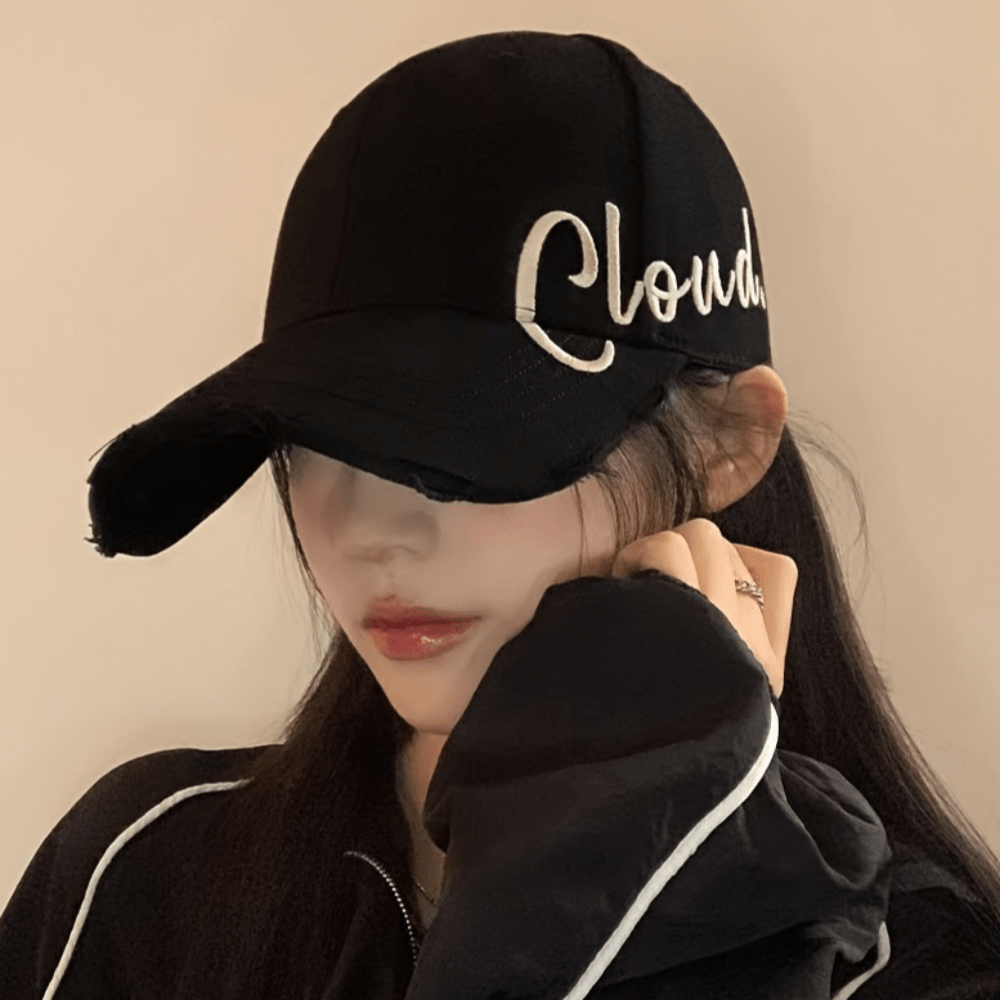 TEMU 여성용 감각적인 캐주얼 스타일 필기체 자수 야구 모자