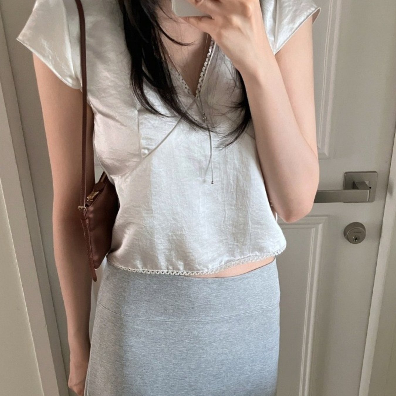 TEMU 여름 레이스 패치워크 반팔 탑
