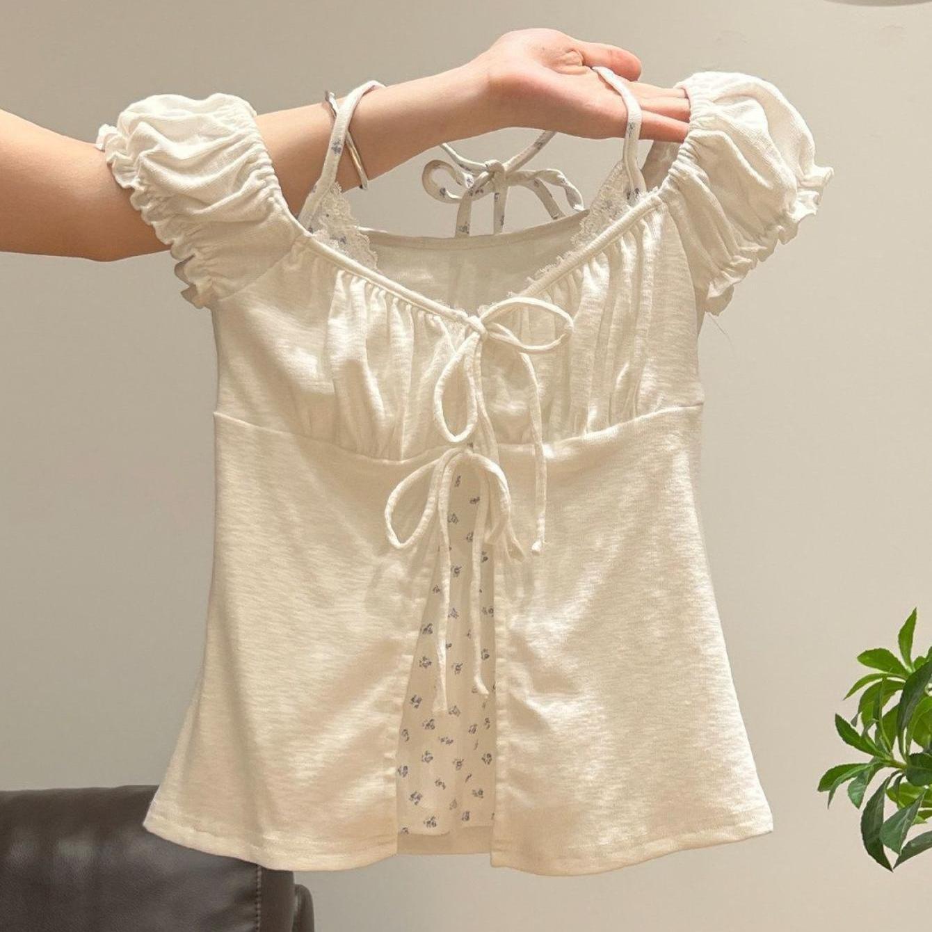 TEMU 여자 상의 여름 러블리 고양이 프린트 긴팔 티셔츠 여자 셔츠 슬림 상의