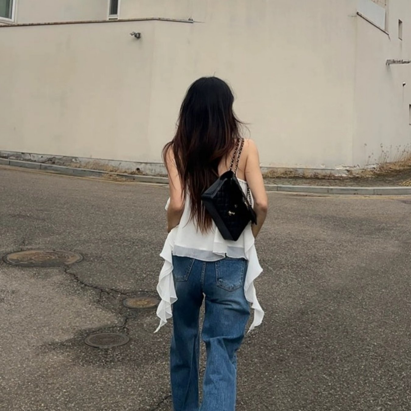TEMU 재고 있음, 매우 아름다운 레이스 비대칭 캐미솔 레이어드 조끼, 단색 연잎 레이스 나이 감추고 날씬하게 보이는 캐미솔 조끼