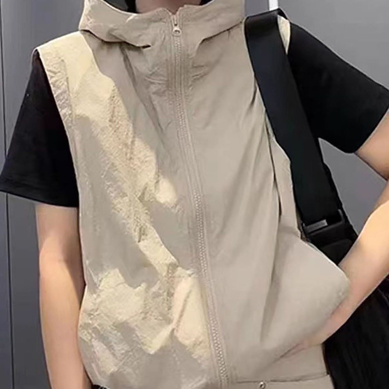 TEMU 여성용 여름 민소매 조끼 후드집업 야상 경량 아우터 아우터 자켓 데일리 캐주얼 루즈핏 원단이 편하고 얇은 옷 다중 색상 선택 가능