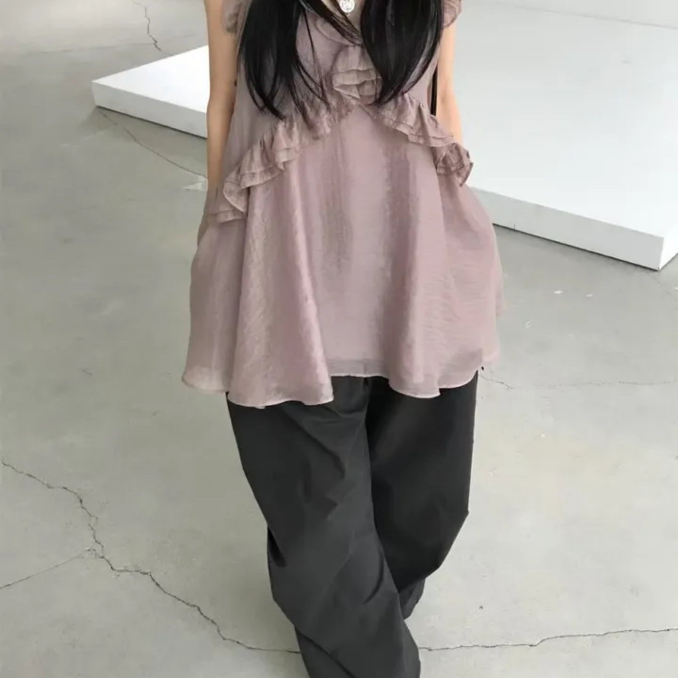 TEMU 신상 더블 레이어 레이스 투명 멜빵 원피스