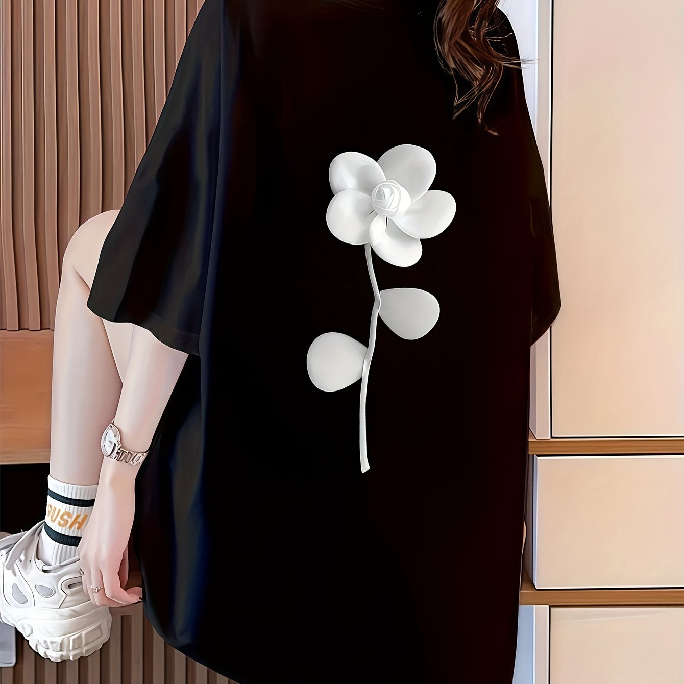 TEMU 패션 다용도 디자인 순면 반팔 티셔츠 여성 여름 신상 한국 스타일 레이지 프린트 루즈 슬리밍 탑 유니섹스 커플 스타일