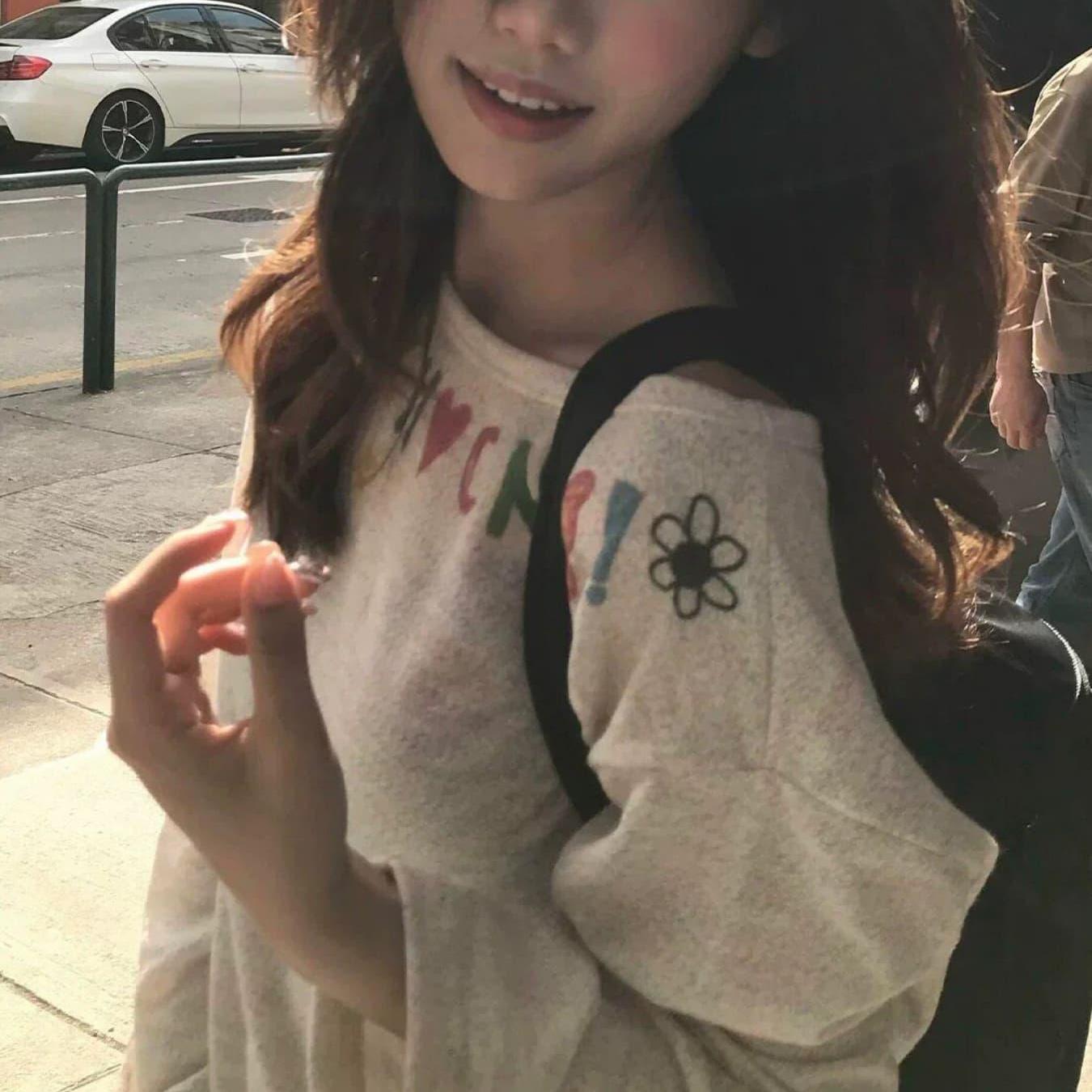 TEMU 레이지 스타일 핫걸 肩掛け 티셔츠 여성용 자외선 차단 블라우스 원숄더 루즈핏 긴팔 상의