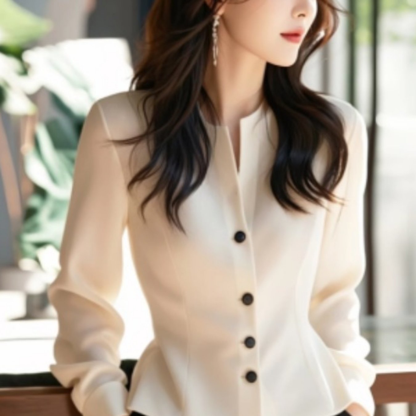 TEMU 새로운 고급스러운 작은 향수 핀치 허리 탑 프렌치 라이트 럭셔리 고급스러운 성격 아름다운 화이트 셔츠