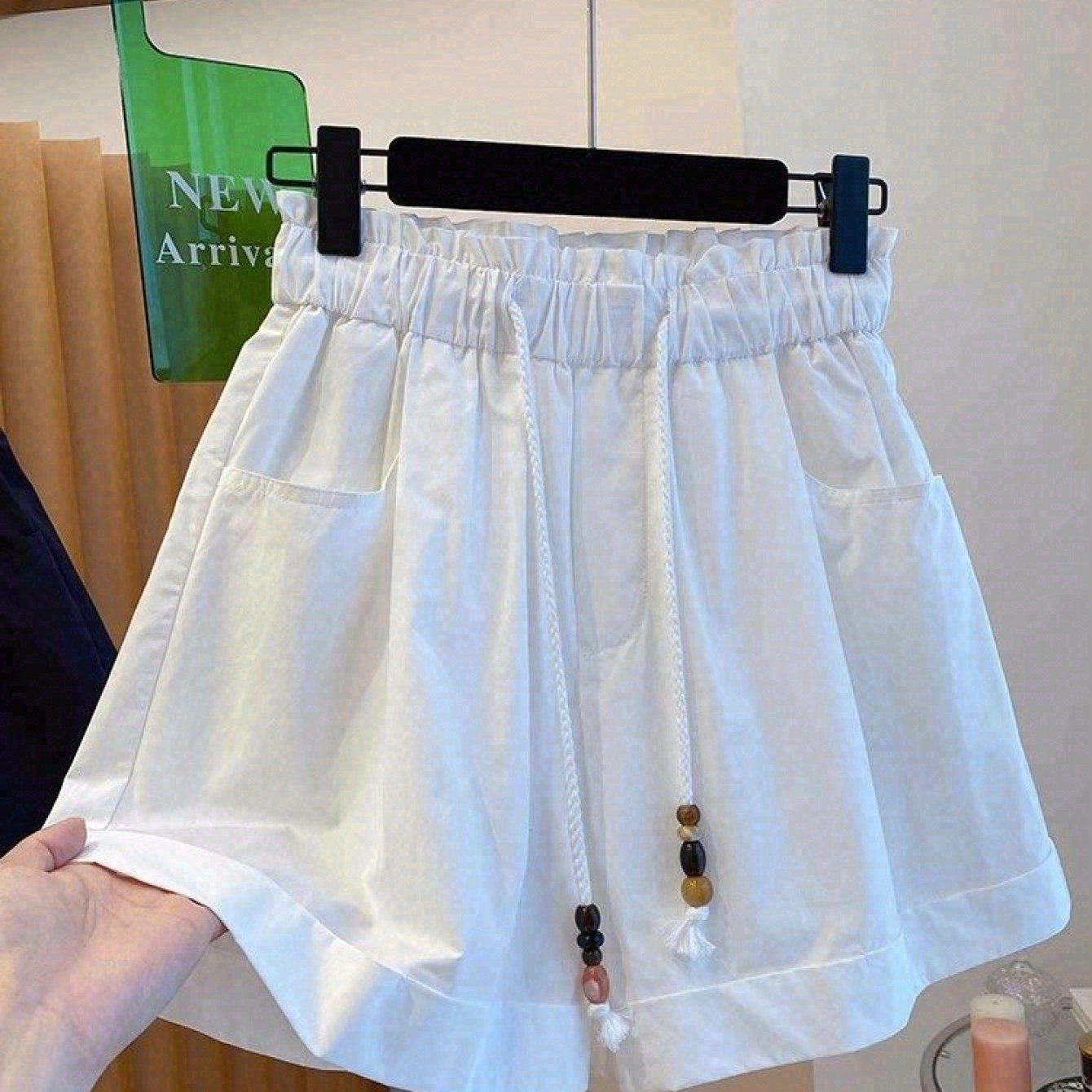 TEMU 여성 봄, 여름, 가을 신상 한국 스타일 와이드 레그 루즈핏 슬리밍 캐주얼 반바지