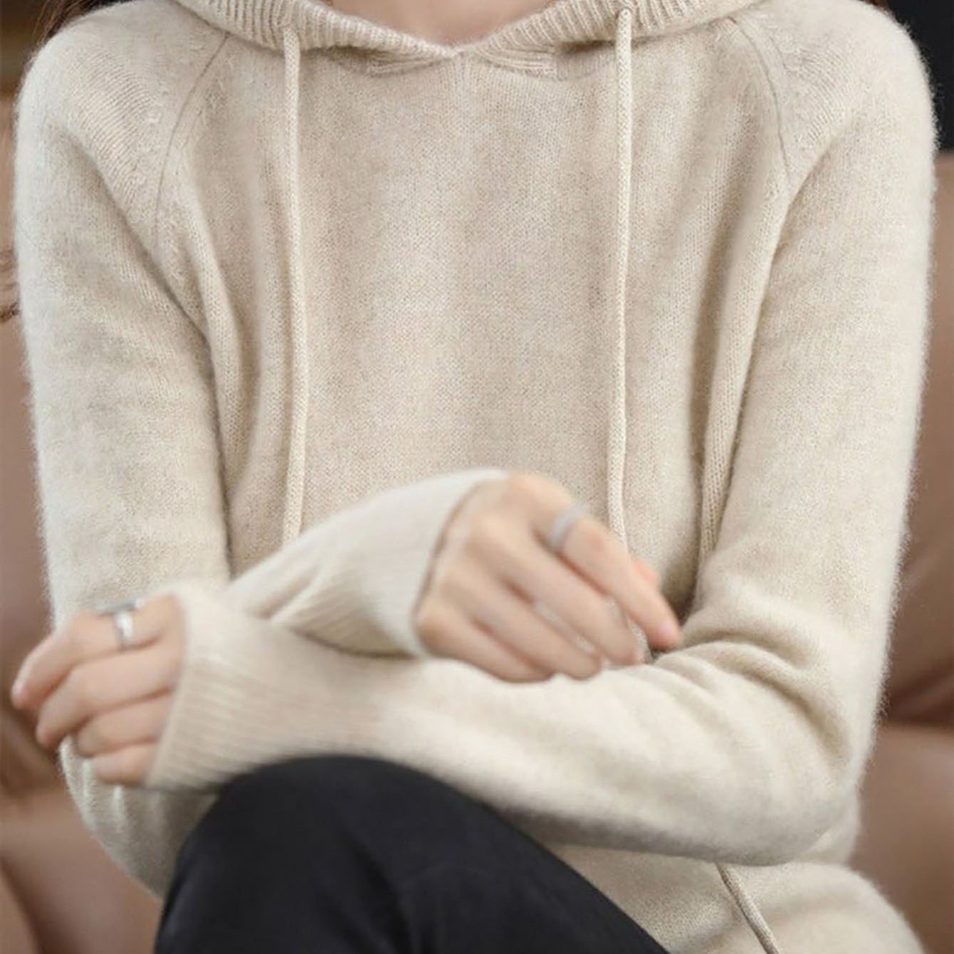 TEMU 여성 가을 겨울 후드 캐주얼 데일리 솔리드 스웨터 골지 긴팔 캐주얼 데일리 니트 티셔츠 상의 슬림소녀