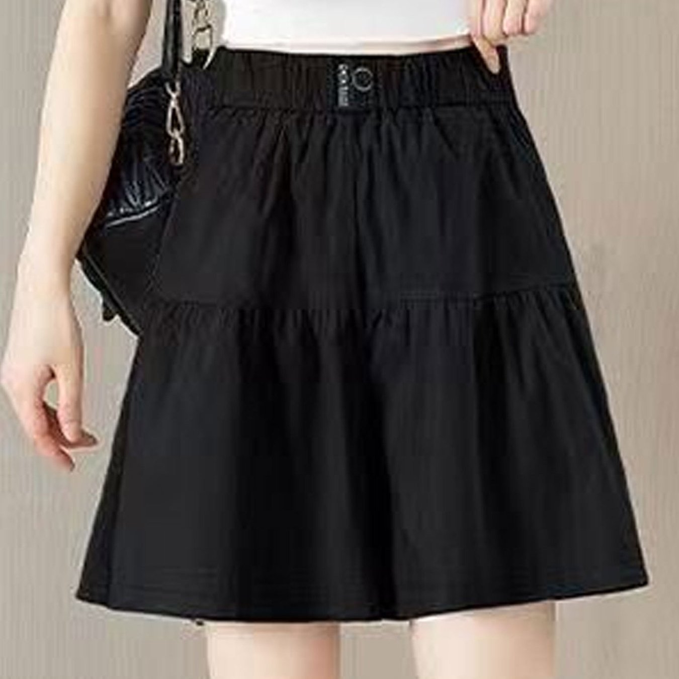 TEMU 봄 여름 가을 신상 속건성 오거드 팬츠 여성용 치마 활용도 높은 슬림핏 패셔너블 와이드핏 숏팬츠