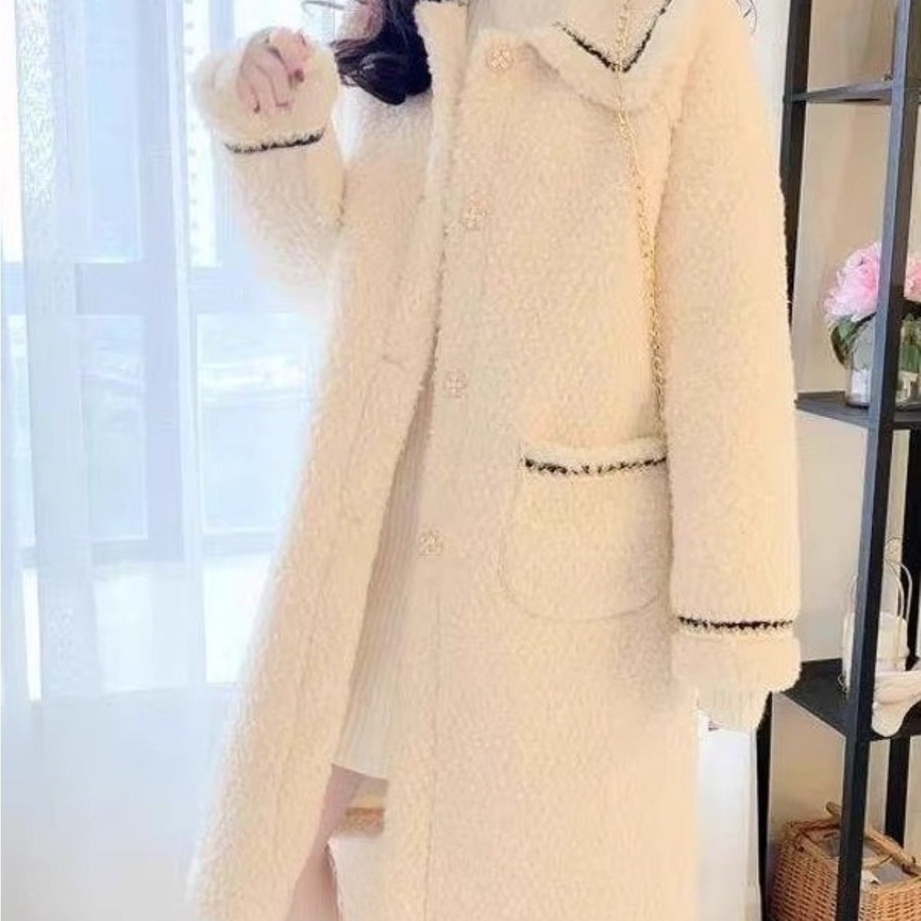 TEMU 여성용 가을겨울 미니멀 오버핏 미디 코트 캐주얼 아우터