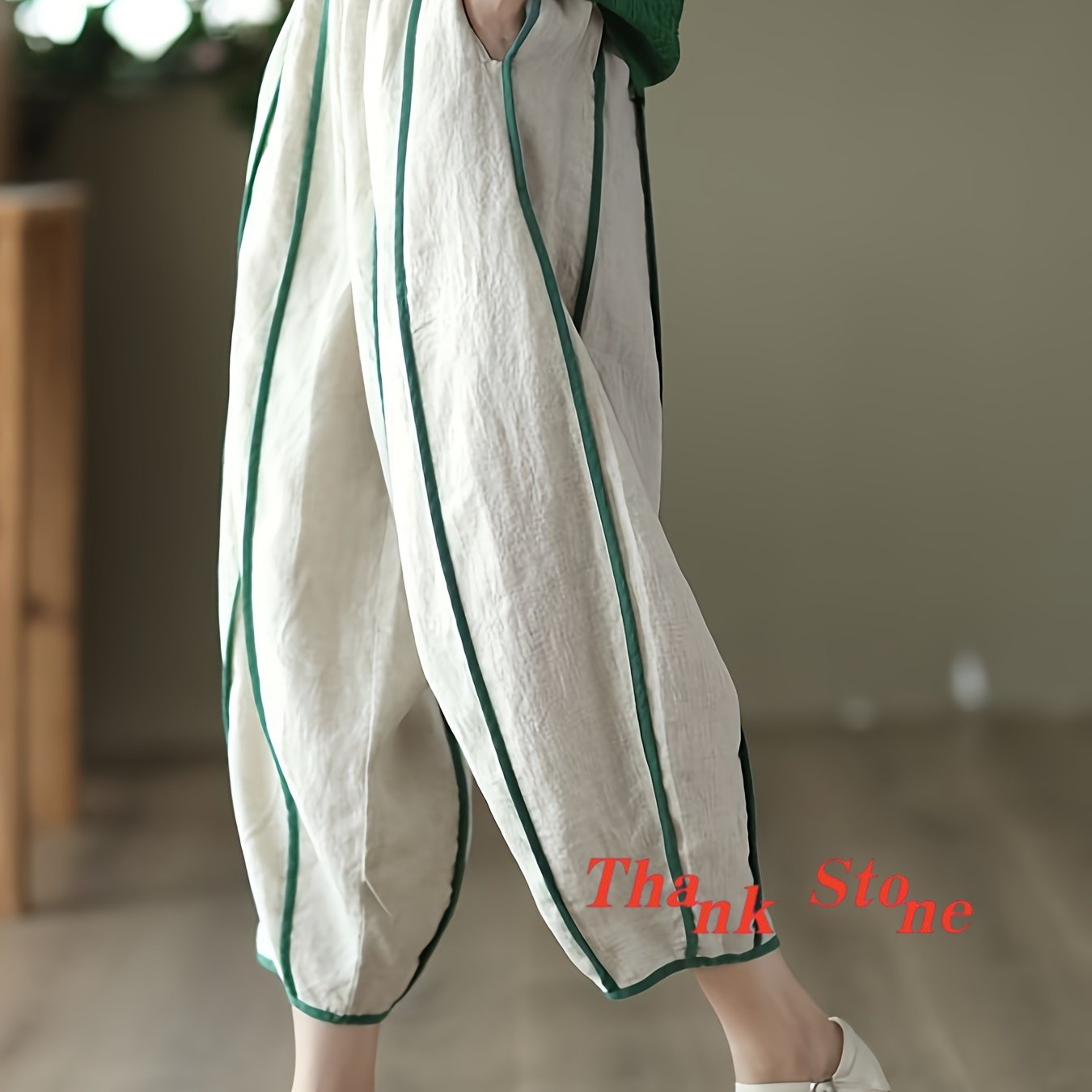 TEMU 화이트 루즈핏 하이웨이스트 와이드 레그 헤어램프 팬츠 여성 여름 다용도 체형커버 슬림 하의