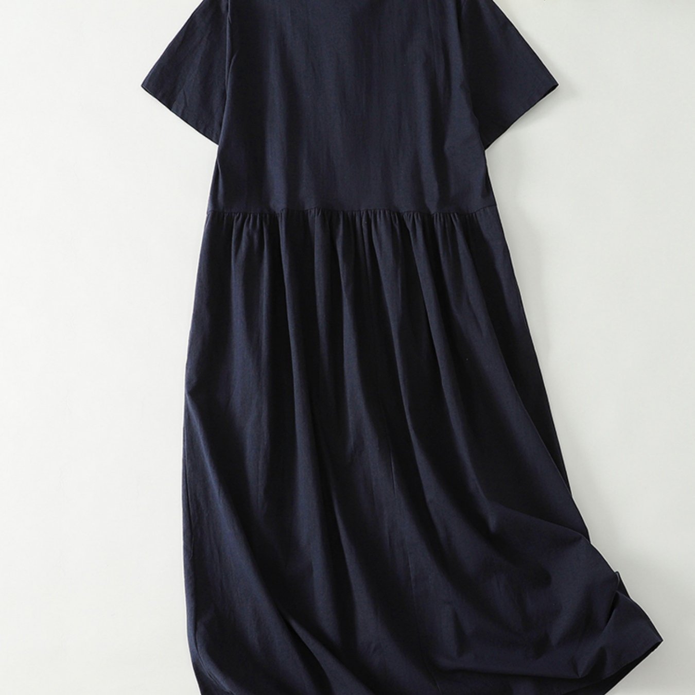 TEMU 여성용 워크웨어 스타일 네이비 블루 폴로 라佩르 드레스 여름 고급스러운 기품의 레트로 반팔 셔츠 롱 스커트