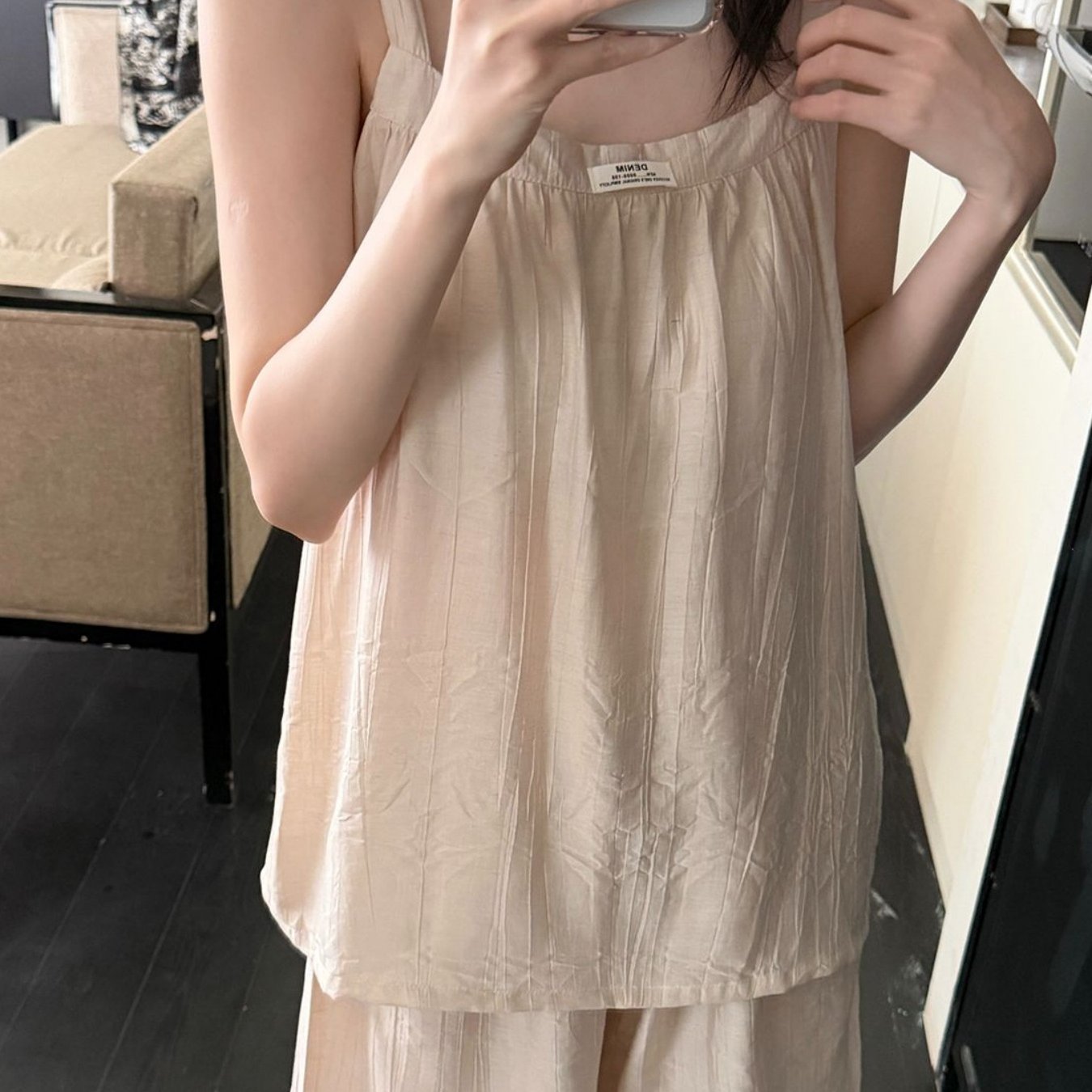 TEMU 봄 여름 가을 신상 여성용 조끼, 반바지, 파자마, 한국식 단색, 심볼패드 포함 심플한 홈웨어 세트