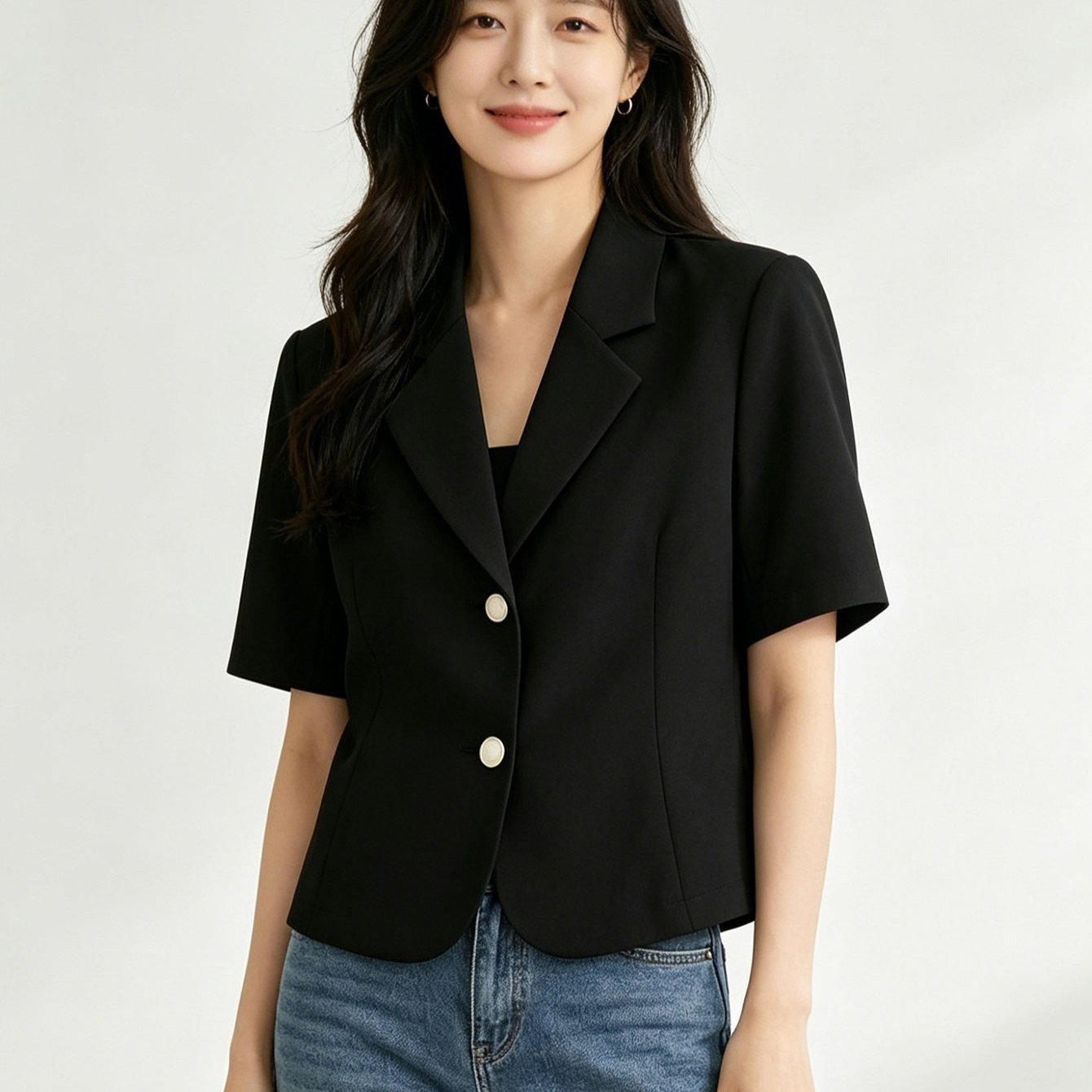 TEMU 여성 여름 얇은 옷 반팔 데일리 캐주얼 단추 패션 통근 단색 상의 슬림소녀