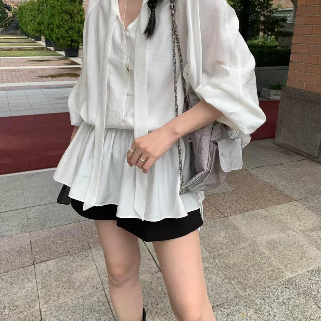 TEMU 한국 스타일 시크 봄 신상 한국 스타일 스위트 스택 가능 다용도 허리 레이스업 드레스
