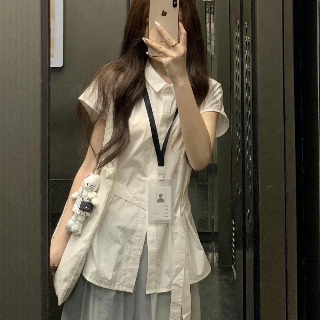 TEMU 봄 여름 가을 신상 여성용 얇은 고급 패션 스타일의 아름다운 반팔 흰색 셔츠 상의