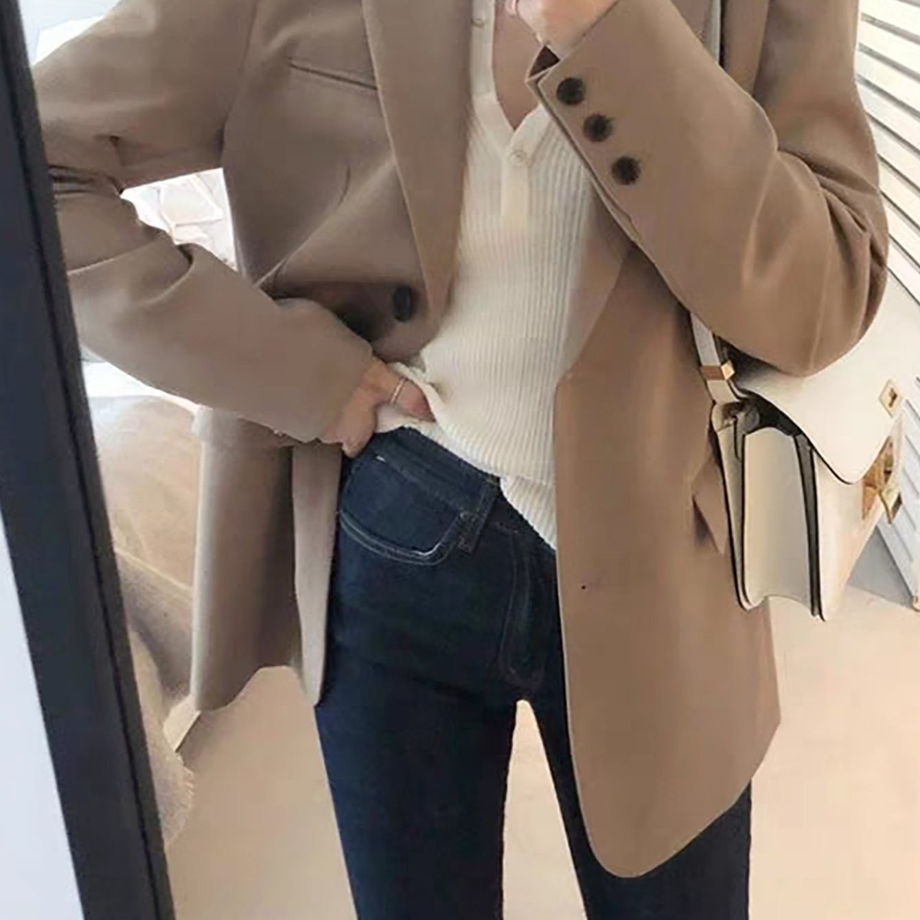TEMU 여성용 신상 포멀 컨피던트 소형 정장 사계절 공용 패션 프로페셔널 웨어 고급 패션 코리안 버전 우아한 드레싱