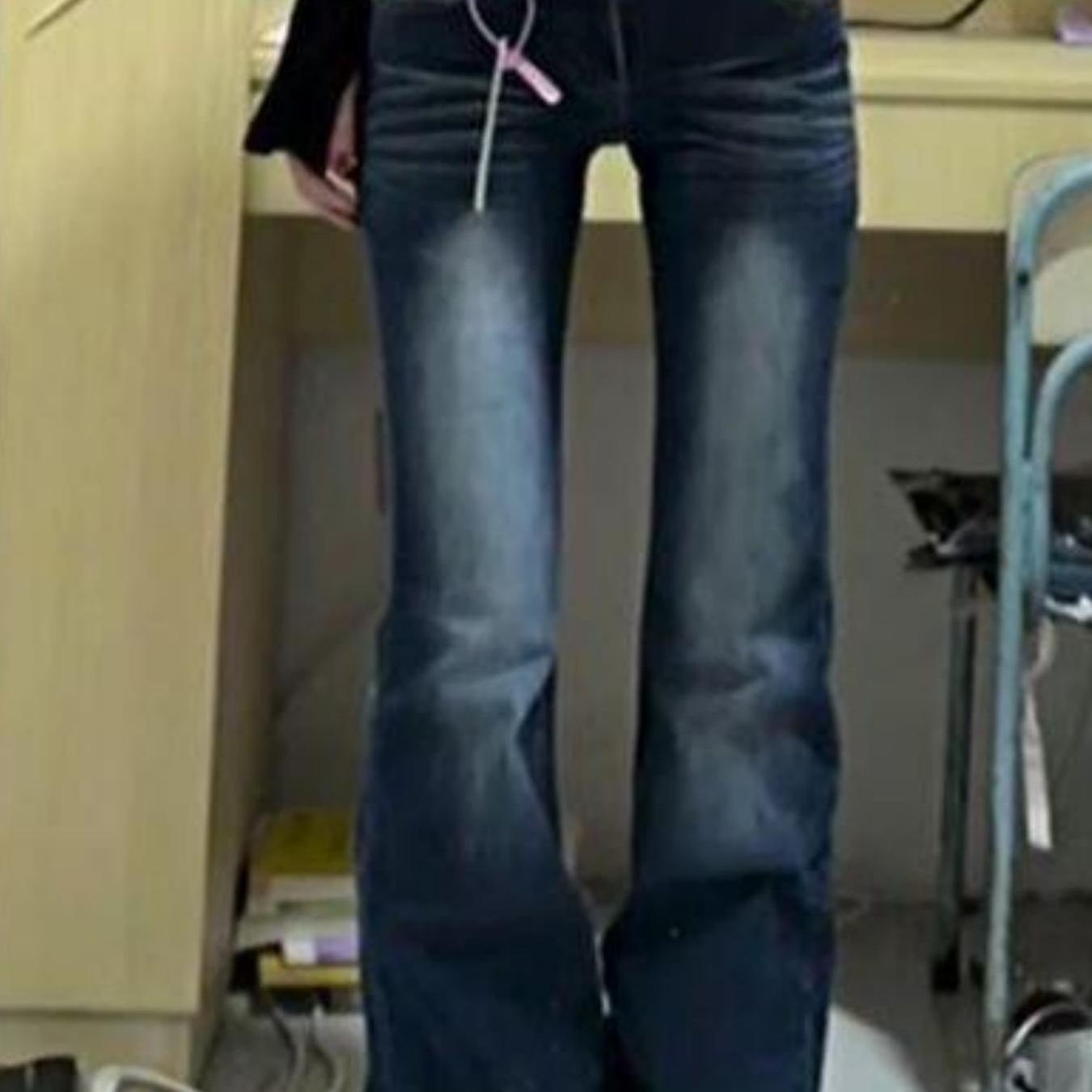 TEMU 여성용 미국 레트로 워싱 로우 웨이스트 플레어 청바지 여름 핫걸 슬림핏 화이트 호스슈 팬츠 트렌디