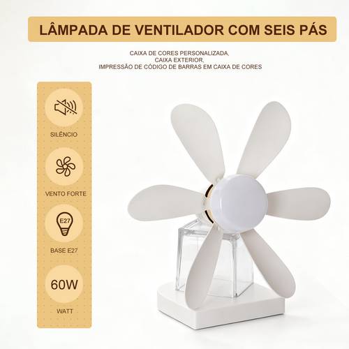 ventilador de teto com lâmpada led e27 60w 80w 120w - silencioso, moderno